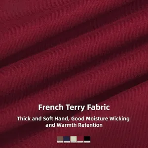 Close-up of red French Terry fabric texture for autumn loose round neck sweatshirt