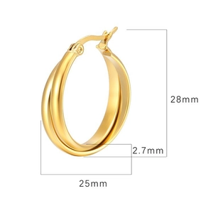 Orecchino a cerchio in acciaio placcato oro 18K con dimensioni 28mm x 25mm