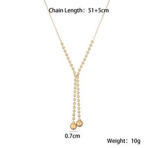 Minimalist stainless steel golden Y-shaped tassel necklace with long chain pendant