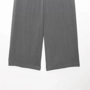 Deep grey wide-leg lounge shorts with durable double-stitched hem and fine fabric texture