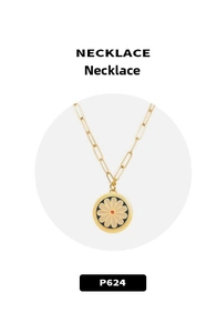 Detailed macro view of 18K gold-plated paperclip chain necklace with daisy charm