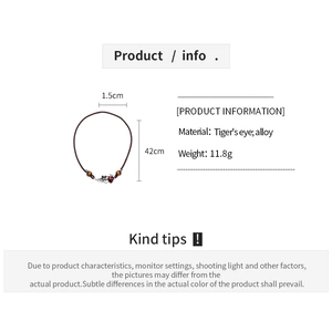Detailed product dimensions and materials for tiger's eye flower pendant necklace