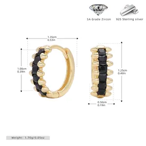 Detailed size specifications for S925 sterling silver sapphire earrings with 5A zircon