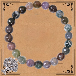 Bracelet en agate naturelle avec pendentif Arbre de Vie et carte de remerciement