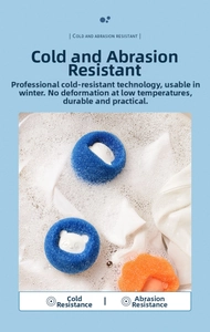 Detail of Panda sponge laundry ball in soapy water for stain removal and anti-tangle