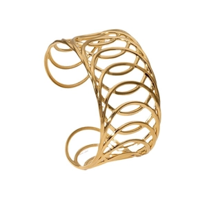 Minimalist minimalist gold hollow geometric interlocking ring bangle in stainless steel