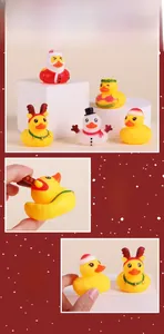 Close-up of Christmas rubber ducks with soft texture and smooth rounded edge design
