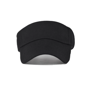 Klassischer schwarzer Polyester-Sonnenvisierhut mit verstellbarer Rückseite für Strand
