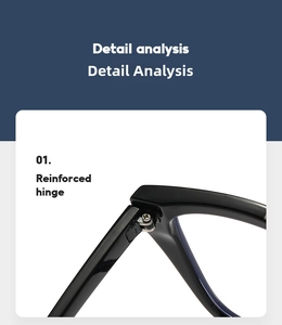Detailed macro view of the reinforced metal hinge on black cat-eye glasses frames