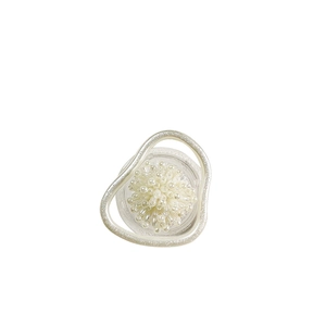 Irregular silver geometric flower phone socket with white beaded pearl cluster design