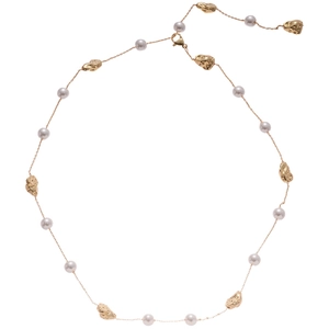 Collana di perle irregolari placcata in oro 18k con catena elegante in stile francese