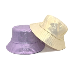 Metallic Luster Bucket Hat Polyester Ribbed Shimmering Sun Protection Summer Streetwear Retro Hip Hop Fisherman Basin Hat