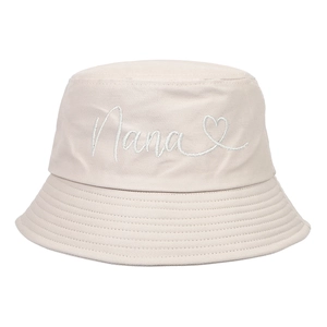 Bob chic en coton beige avec broderie Nana et motif de cœur pour femme à la mode