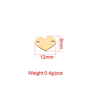 Mirror polished 12mm golden heart connector charm for DIY jewelry making accessories