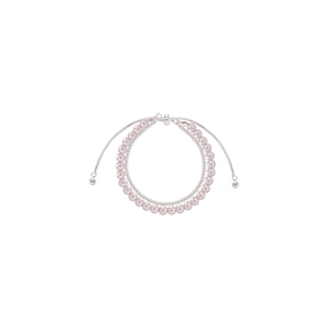 Bracelet double couche en argent avec perles rose pâle et fermoir coulissant ajustable chic