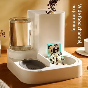2-in-1 automatic pet feeder and water dispenser set with gravity flow in minimalist white