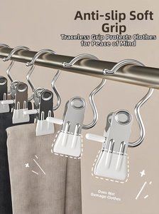 Close-up of non-slip soft rubber coating on stainless steel clothespin hooks
