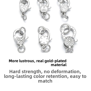 Detail of 18K gold plated creative lobster clasps with embossed patterns for DIY jewelry