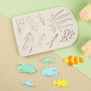 3D-Clownfisch- und Korallen-Silikonform für Schokolade und Fondant-Tortendekorationen