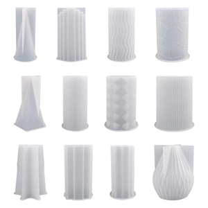 Set of 12 geometric silicone molds for DIY striped candles and resin plaster decor
