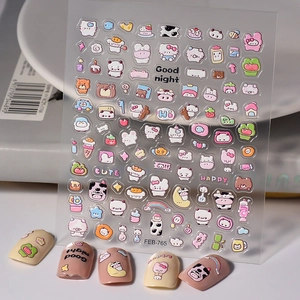 Adesivi Per Unghie In Rilievo Animale Mucca Carino Decorazione Manicure Fai Da Te Per Donne Ragazze