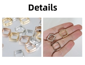 Macro shot of square CCB plastic spacer beads in gold silver and rose gold for DIY jewelry