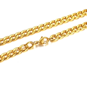 Collana a catena cubana minimalista in acciaio inossidabile dorato con chiusura