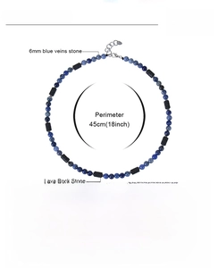 Tableau détaillé des paramètres du collier perles en sodalite et pierre de lave 6mm
