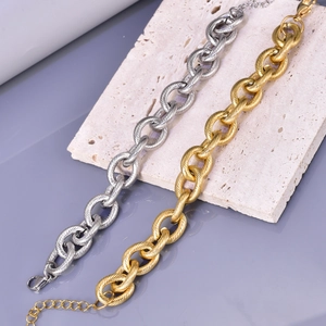 Chunky 13mm stainless steel spiral chain bracelets in gold and silver finish