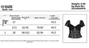 Detaillierte Größentabelle für Spitzen-Camisole mit Brust- und Taillenmaßen