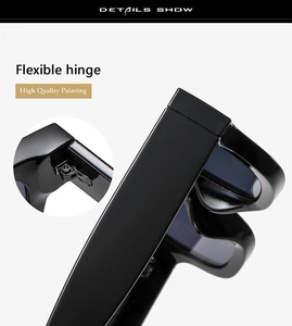 Close-up of flexible hinge and high quality finish on retro square frame sunglasses