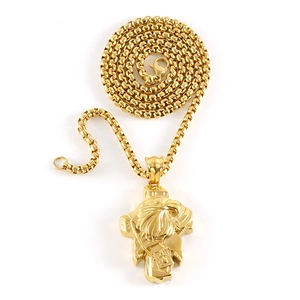 Men's 18K gold plated stainless steel Desert Eagle cross pendant with box chain necklace