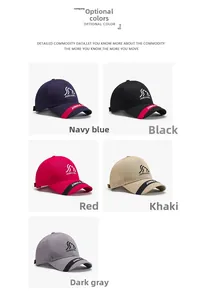 Casquettes de baseball multicolores avec logo et bordure contrastée sur la visière