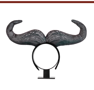 Detailed texture of black and green gradient beast horns for Halloween cosplay headband
