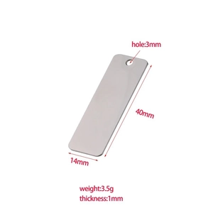 Mirror polished rectangle stainless steel blank pendant 40x14mm for DIY jewelry making