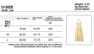 Detailed size chart for the halter neck bow dress including bust and waist measurements