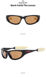 Detailansicht der Sportsonnenbrille mit schwarzem Rahmen und Teegläsern für Herren
