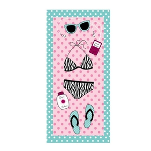 Microvezel strandhanddoek met vlakke illustratie van bikini en zonnebril, sneldrogend