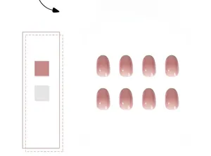Detaillierte Ansicht von 8 rosa Farbverlauf-Oval-Kunstnägeln mit Jelly-Textur-Effekt