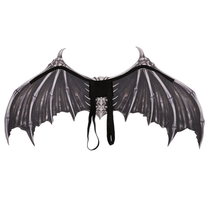 Detailed view of foldable Halloween demon bone wings with adjustable straps for costumes