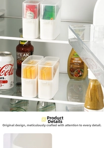 Stackable refrigerator organizer for cheese slices and coffee pods with transparent lid