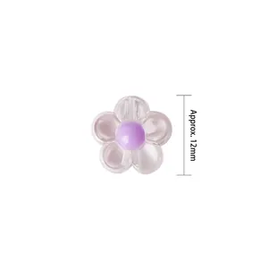 Transparent purple acrylic flower beads for DIY jewelry making, diameter approx. 12mm