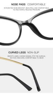 Detail of ergonomic black nose pads and anti-slip gold metal temples on TR90 glasses