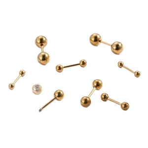 Minimalist gold stainless steel ball barbell earrings for cartilage and body piercing