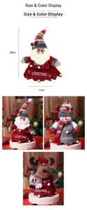 Detailed size view of Christmas bottle covers featuring Santa Claus, Snowman and Reindeer