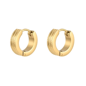 Paire de boucles d'oreilles créoles dorées en acier inoxydable avec texture mate givrée