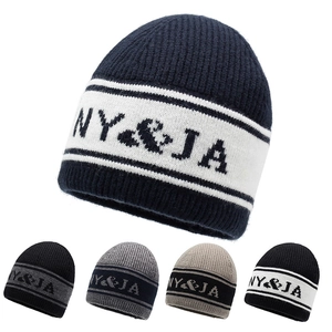 Bonnet En Maille Rayé Jacquard Lettre Acrylique Chaud Automne Hiver Accessoire Streetwear Décontracté Unisexe