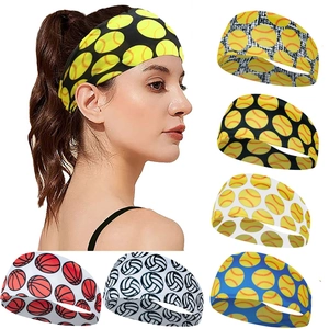 Elastic sports headbands for yoga and running with colorful ball patterns for athletes