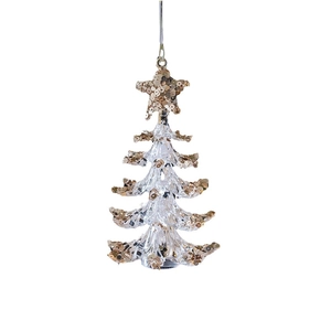Transparent acrylic Christmas tree ornament with elegant gold sequins and top star detail