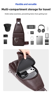 Large capacity chest bag showing storage for iPad, phone and digital accessories